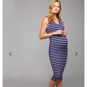 Striped maternity dress.